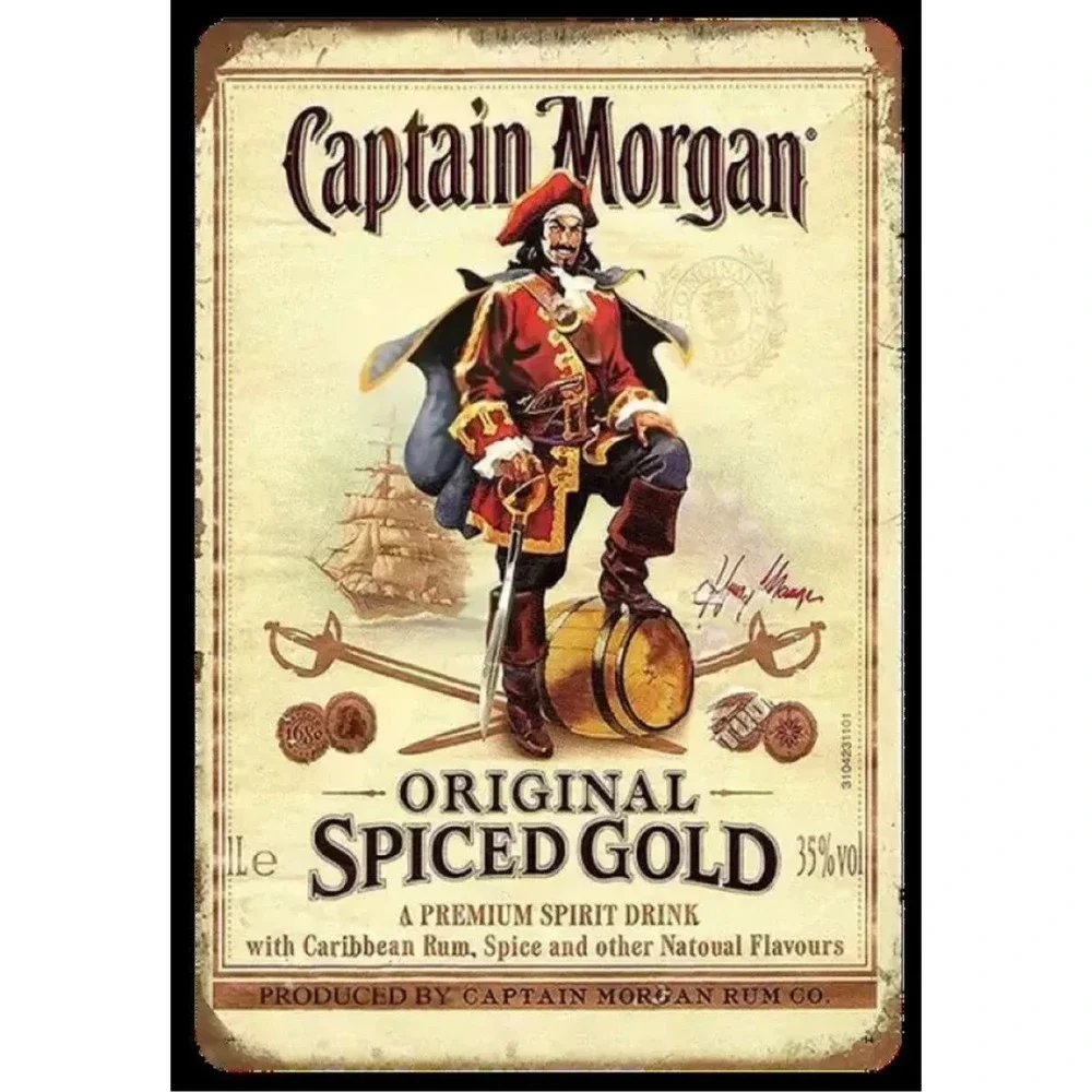 New Captain Morgan Rum Tin Metal Sign 8x12 Inches Man Cave Bar Den Garage